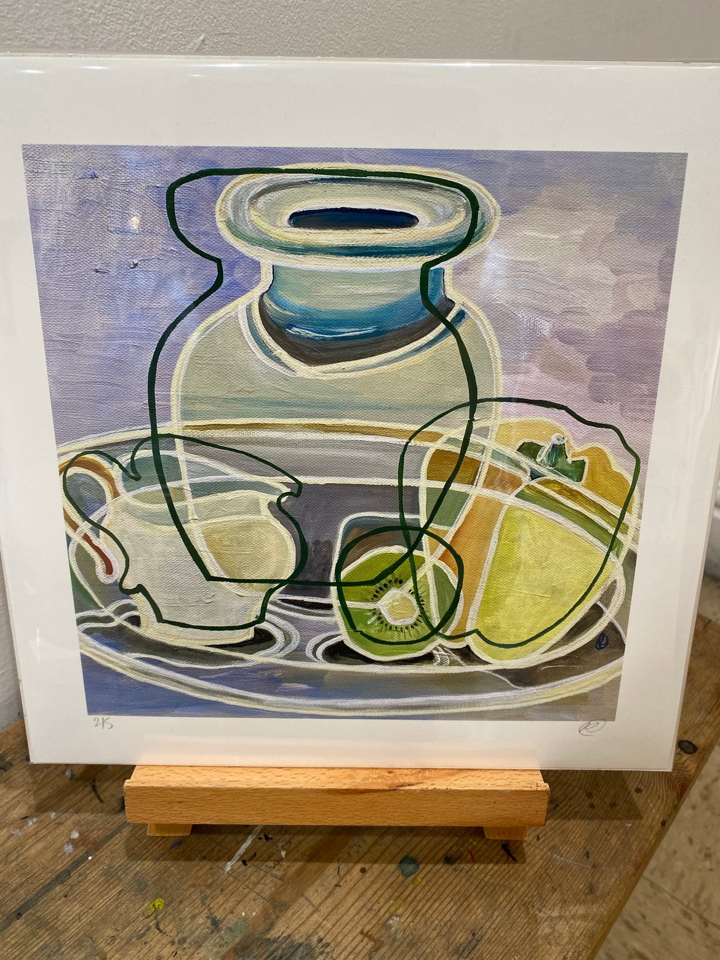 Signed limited edition of 5 still life with studio pottery and pepper - Rebecca Carr Artist