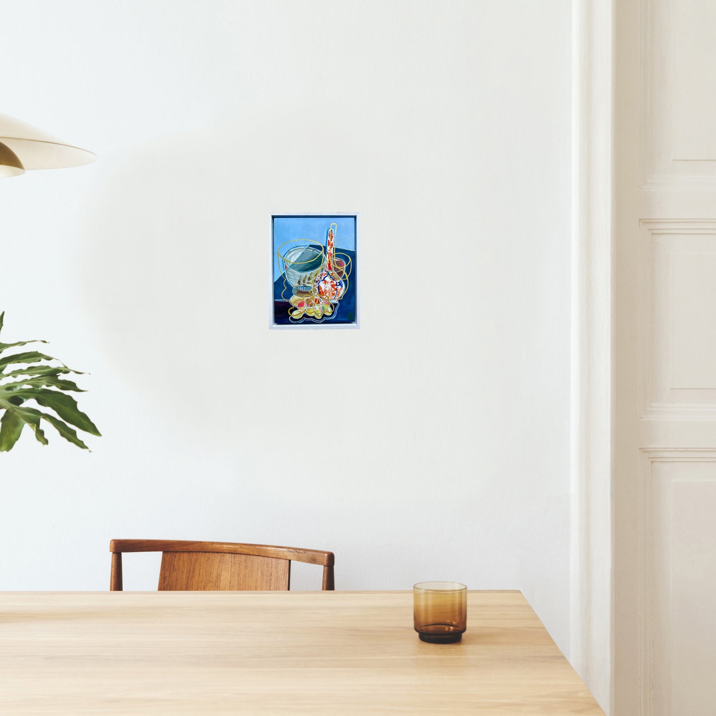 Original Contemporary Still Life Painting: Hand-painted Pottery, grape and imari vase