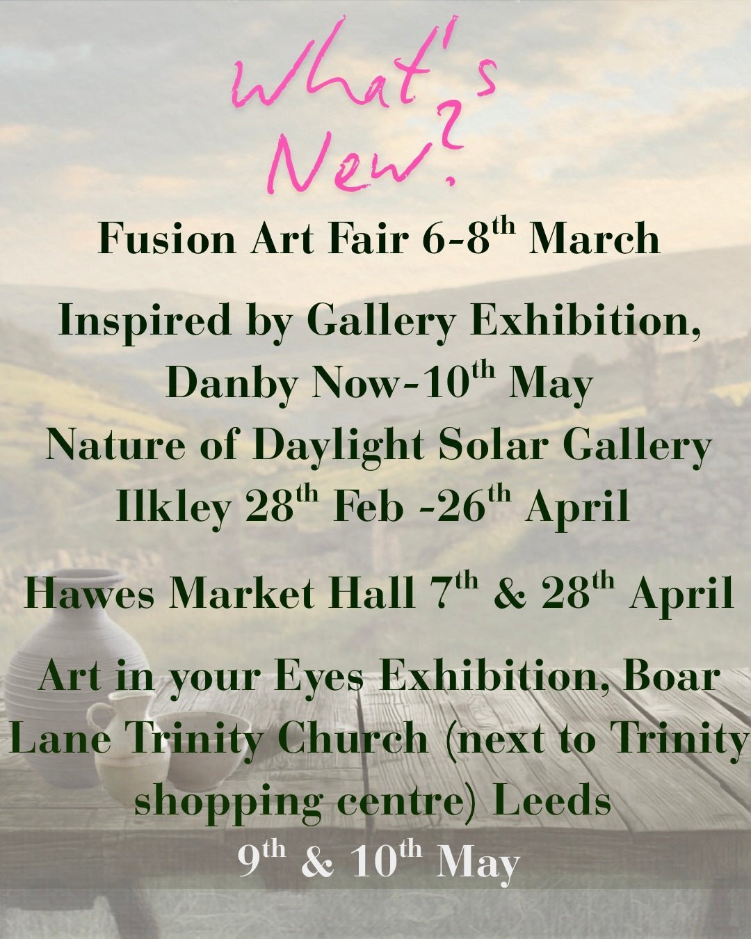 Exhibitions and shows for rebecca carr artist yorkshire UK