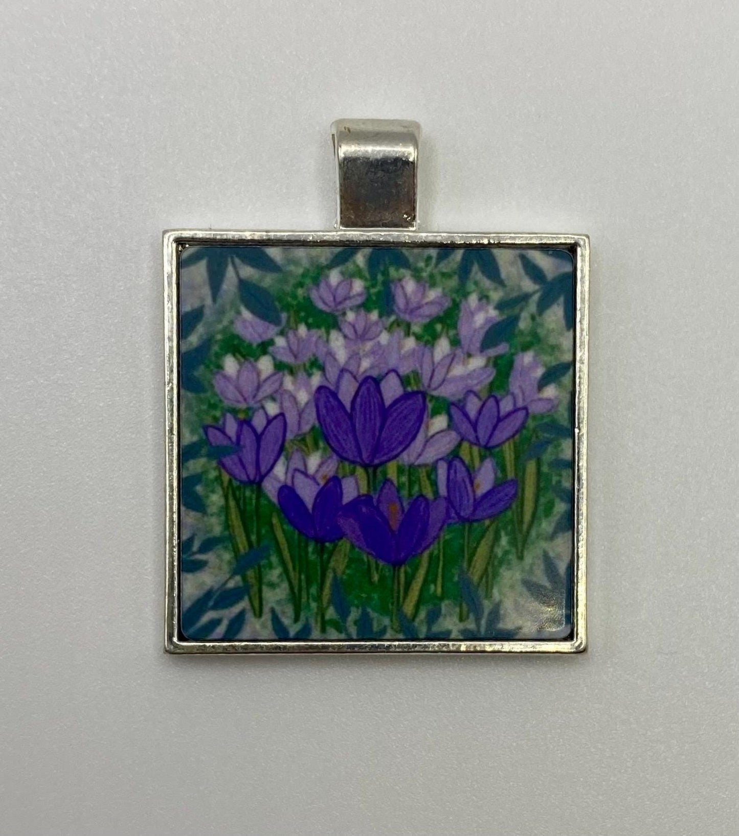 Crocus flower card and necklace gift set