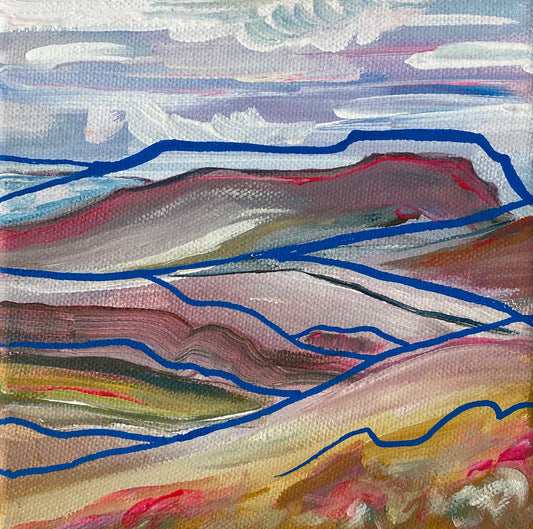 Abstract Landscape Painting on Canvas – Inspired by Pen-y-Ghent, Yorkshire Dales