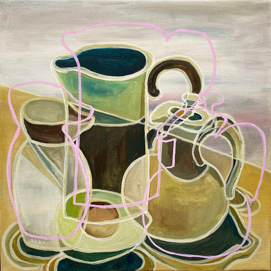 Exhibition with Craven Arts  until 31st August - Still life studio pottery and avocado