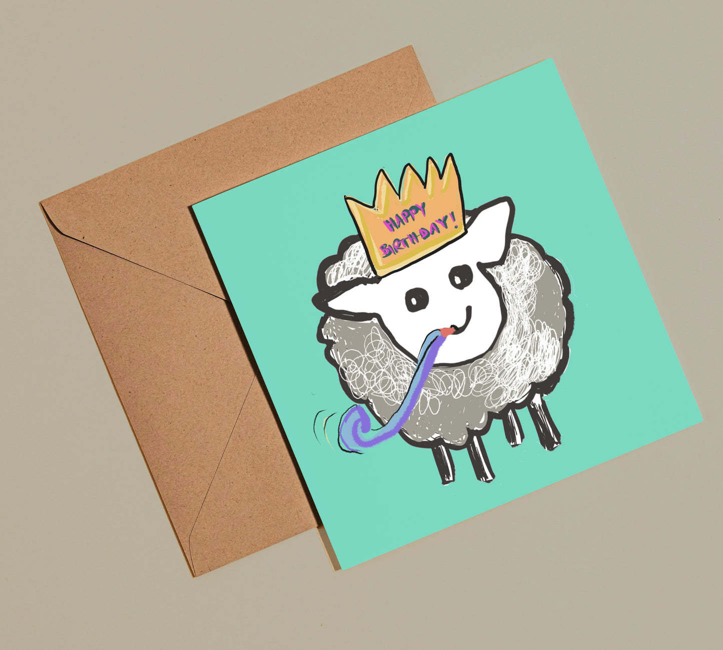 Sheep birthday card sent direct - Rebecca Carr Artist