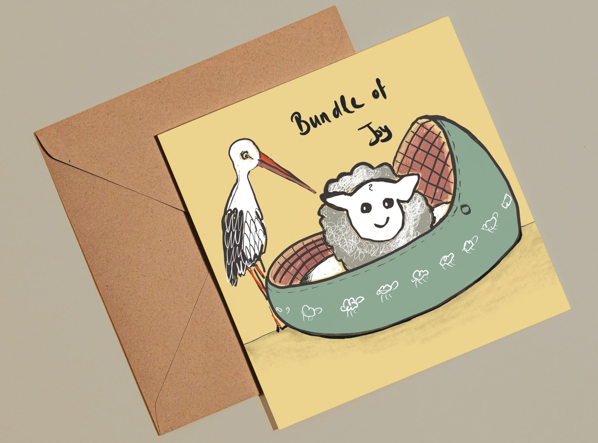 Sheep bundle of joy card - Rebecca Carr Artist