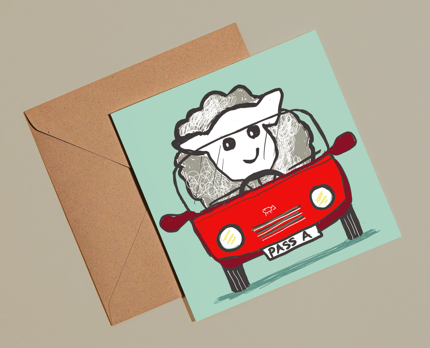 Sheep driving card - Rebecca Carr Artist