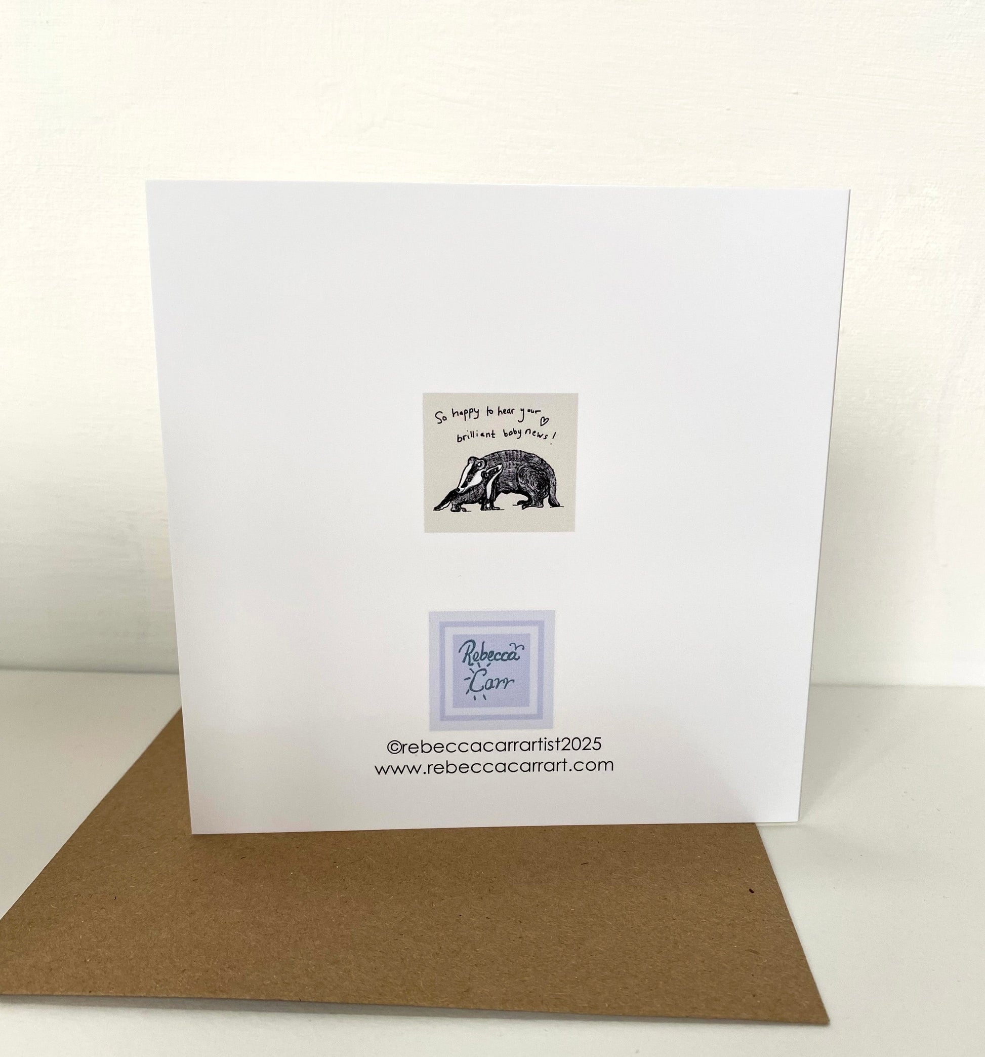 Badger and baby card - Rebecca Carr Artist