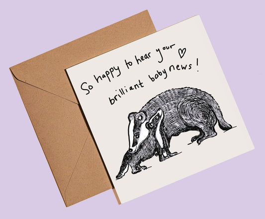 Badger and baby card - Rebecca Carr Artist