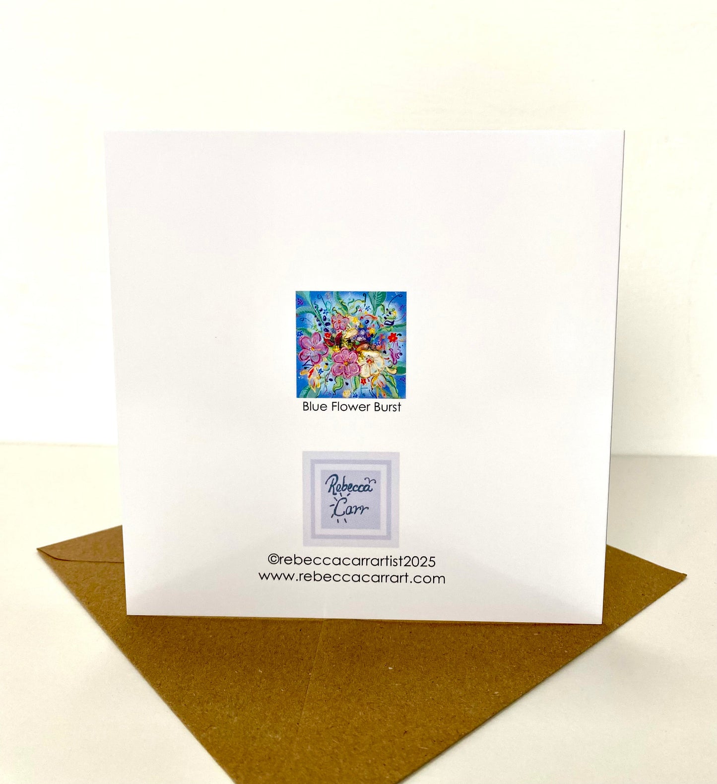 Blue flower burst greetings card - Rebecca Carr Artist