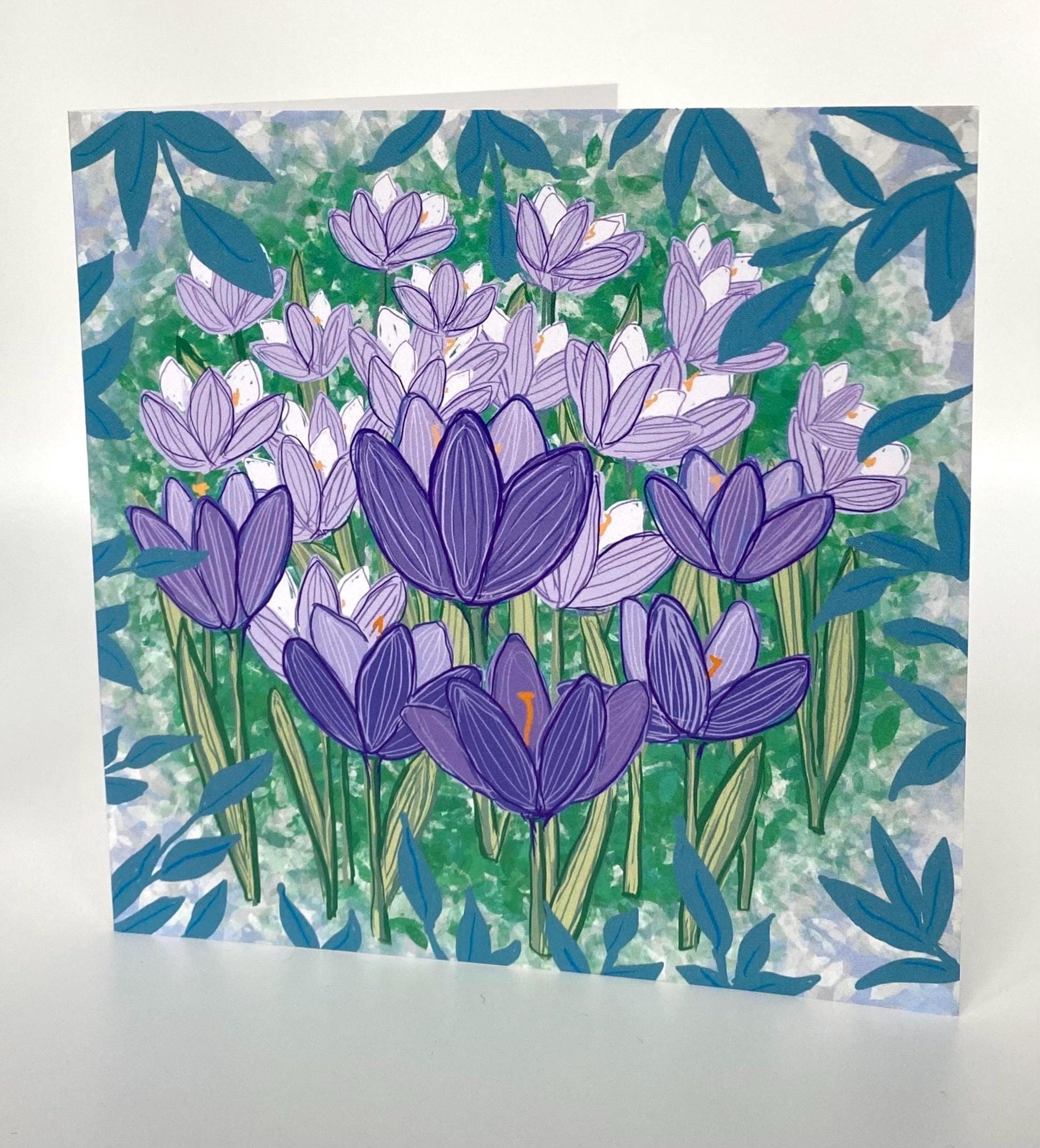 Crocus flower card and necklace gift set - Rebecca Carr ArtistRebecca Carr ArtistCrocus flower card and necklace gift set