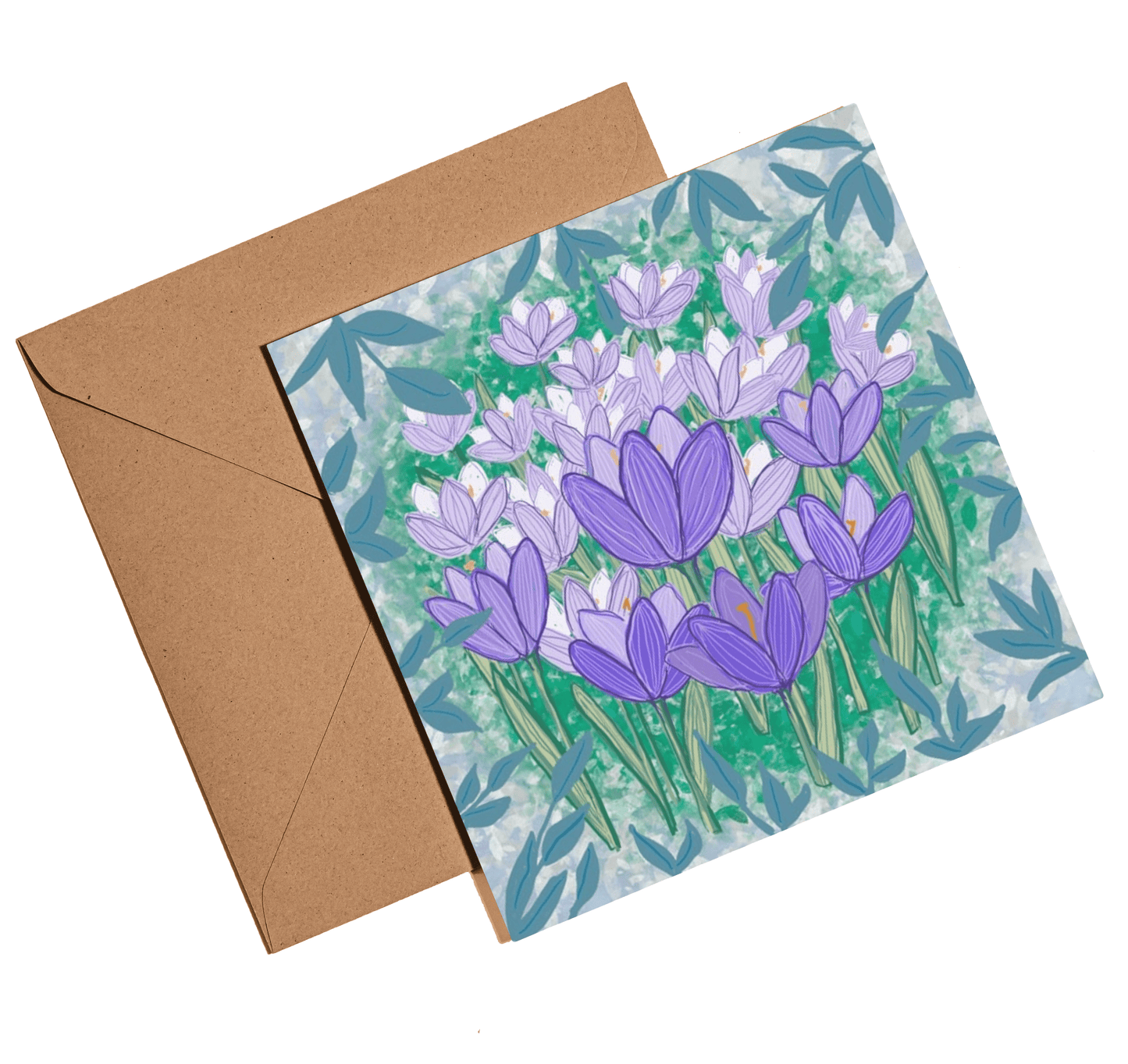 Crocuses greetings card - Rebecca Carr Artist