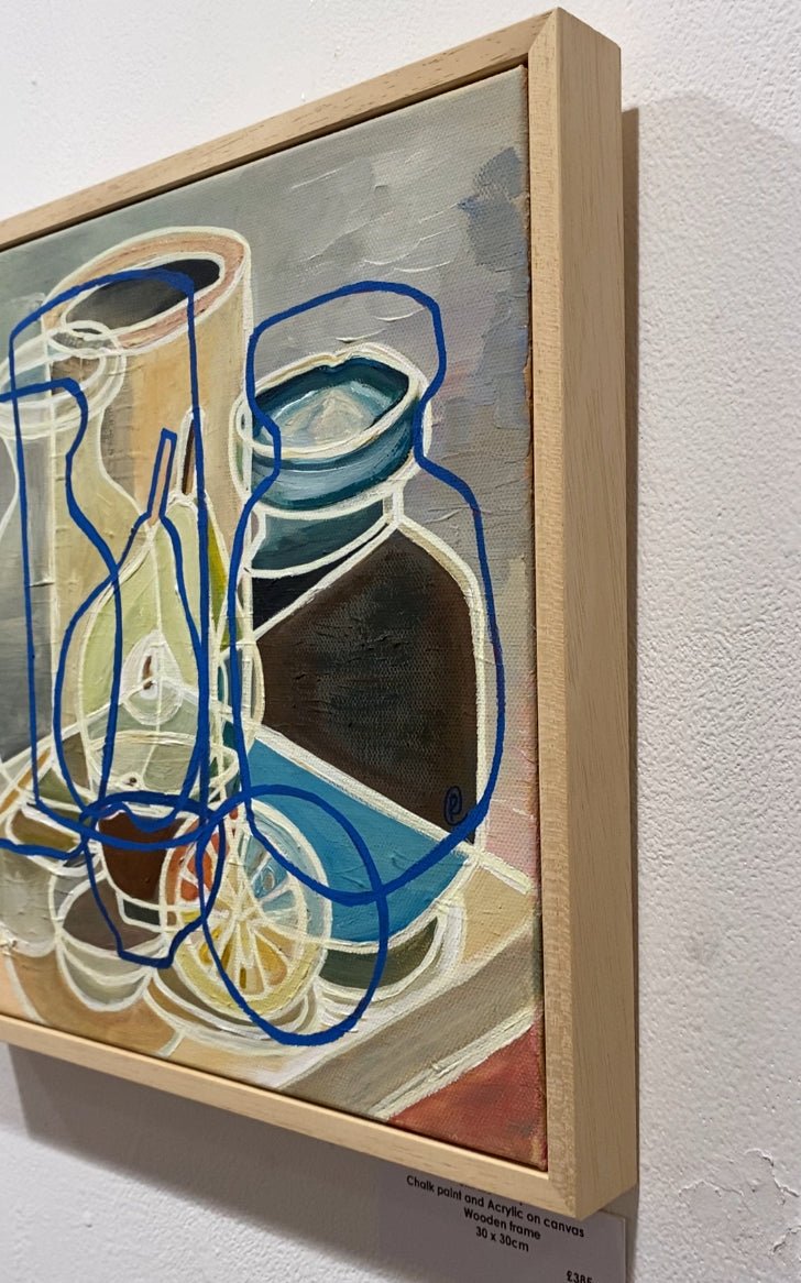 Still life with studio pottery and pear - Rebecca Carr Artist