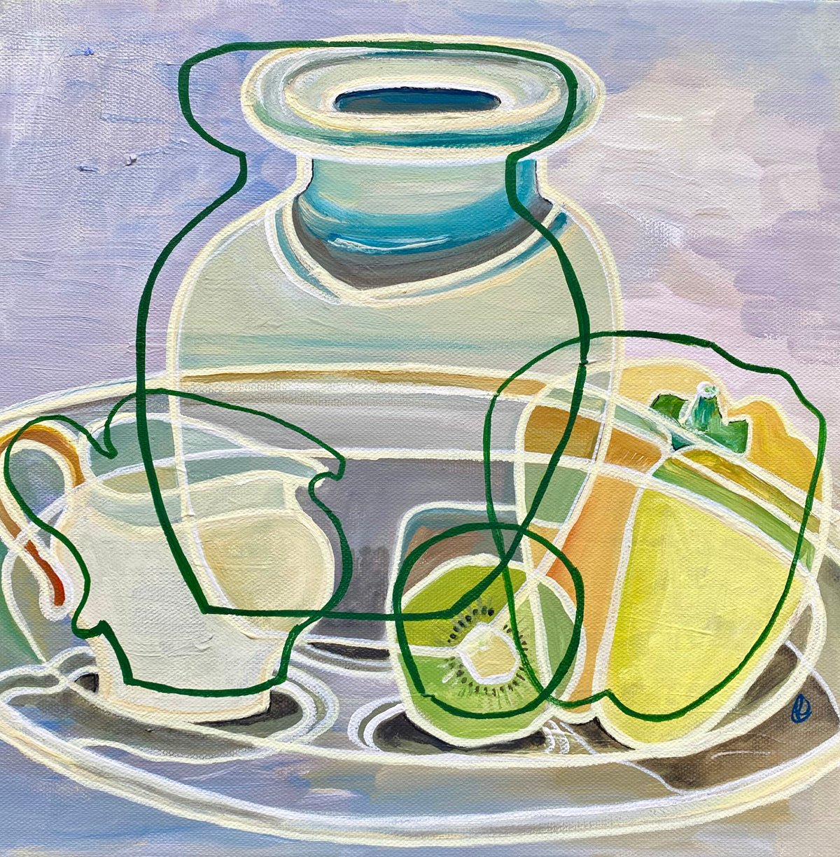 Still life with yellow pepper on canvas rebecca carr artist