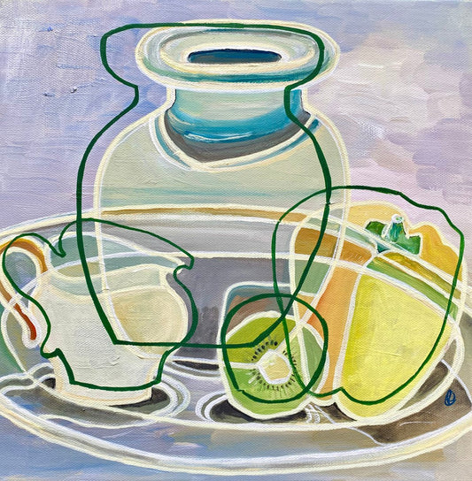 Still life with yellow pepper on canvas rebecca carr artist