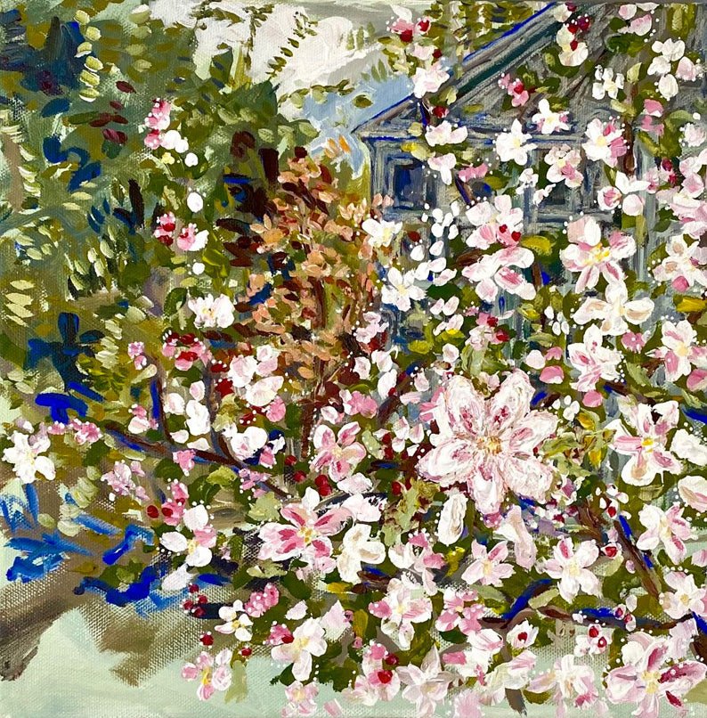 Framed Garden Blossom Flower Painting - Rebecca Carr ArtistOriginal artworkRebecca Carr ArtistFramed Garden Blossom Flower Painting