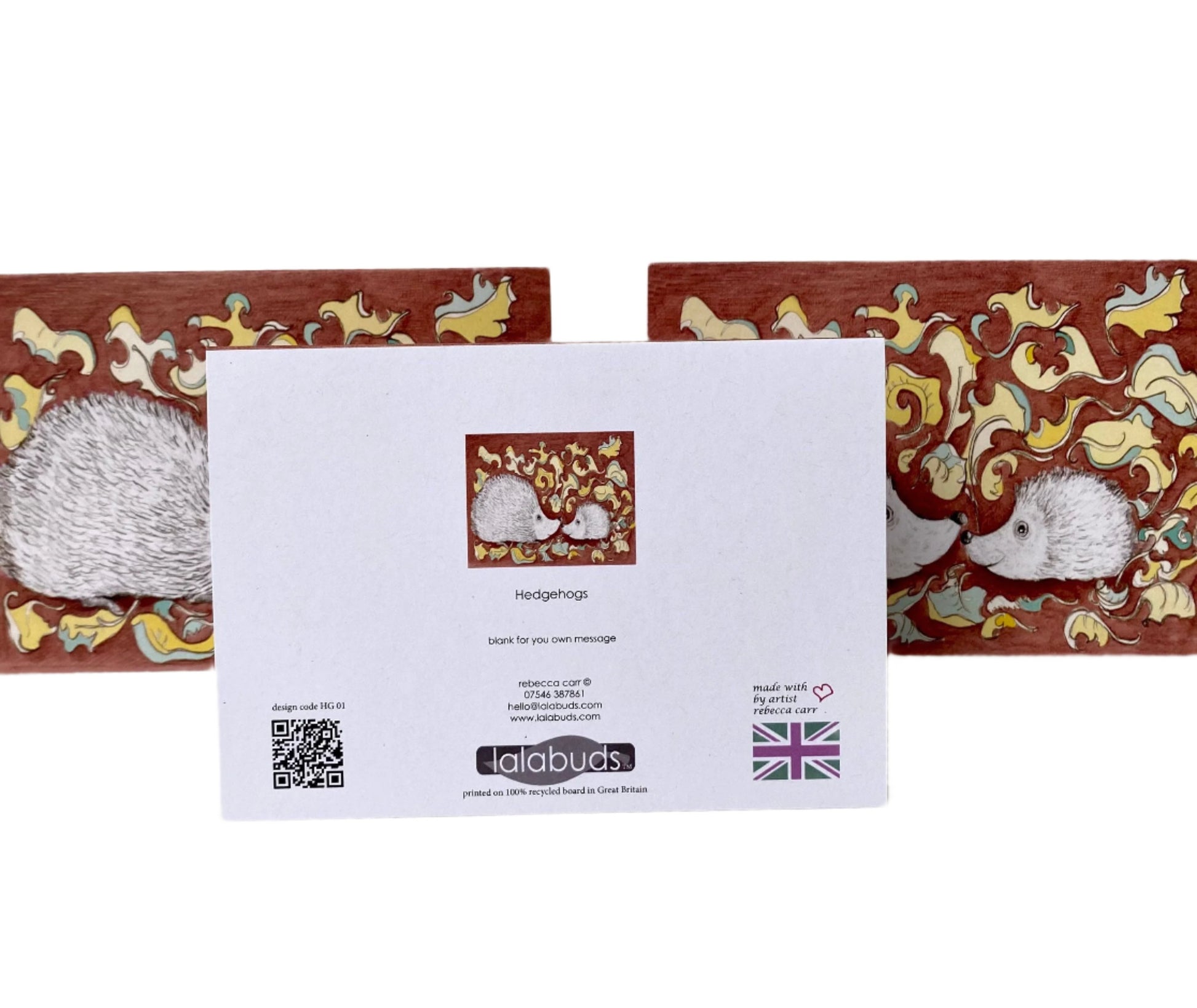 hedgehogs greetings card lalabuds design
