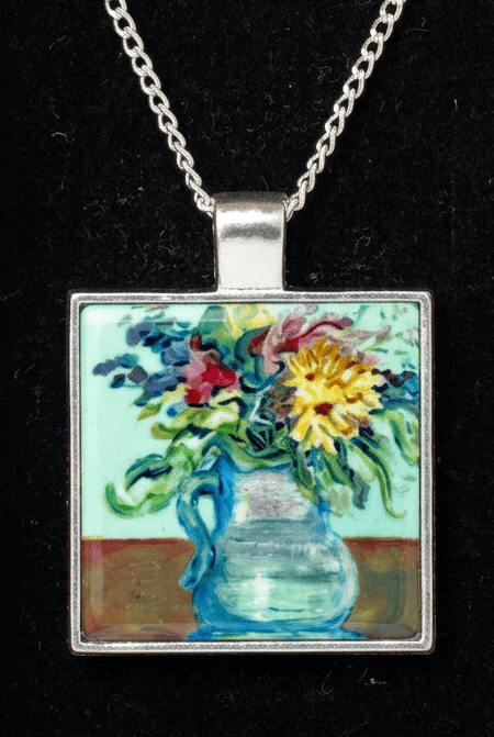 Mint and flowers pendant necklace - Rebecca Carr ArtistRebecca Carr ArtistMint and flowers pendant necklace