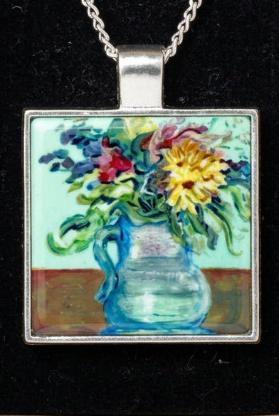 Mint and flowers pendant necklace - Rebecca Carr ArtistRebecca Carr ArtistMint and flowers pendant necklace