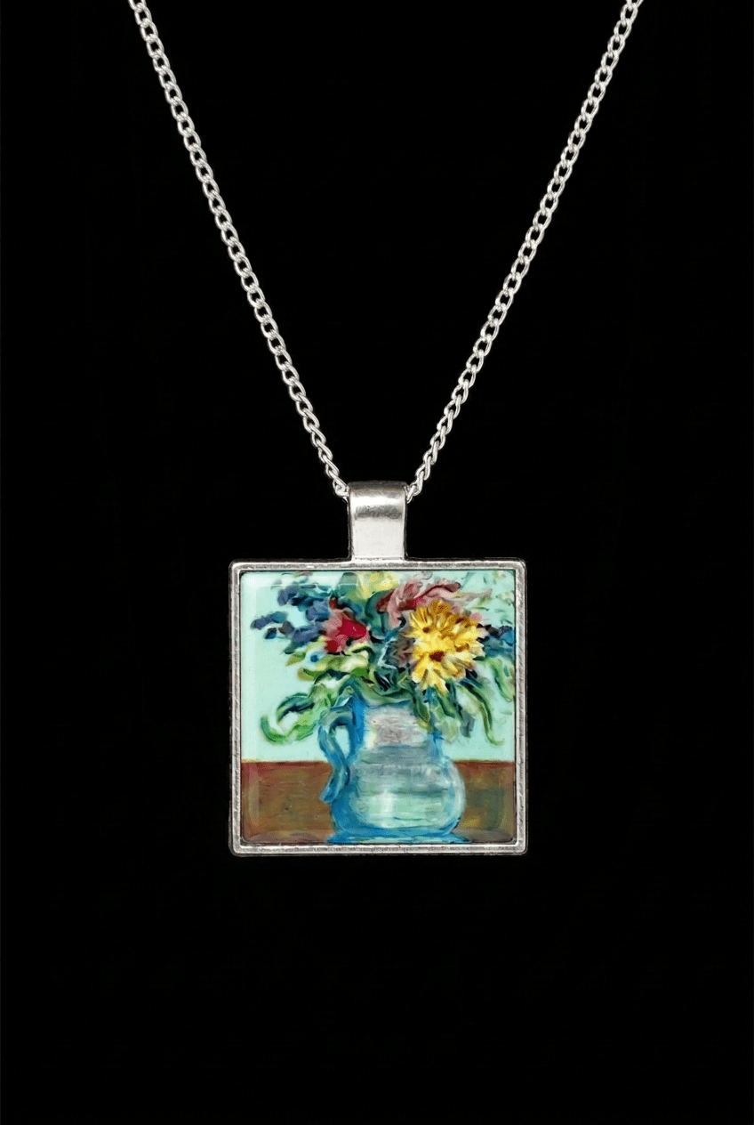 Mint and flowers pendant necklace - Rebecca Carr ArtistRebecca Carr ArtistMint and flowers pendant necklace