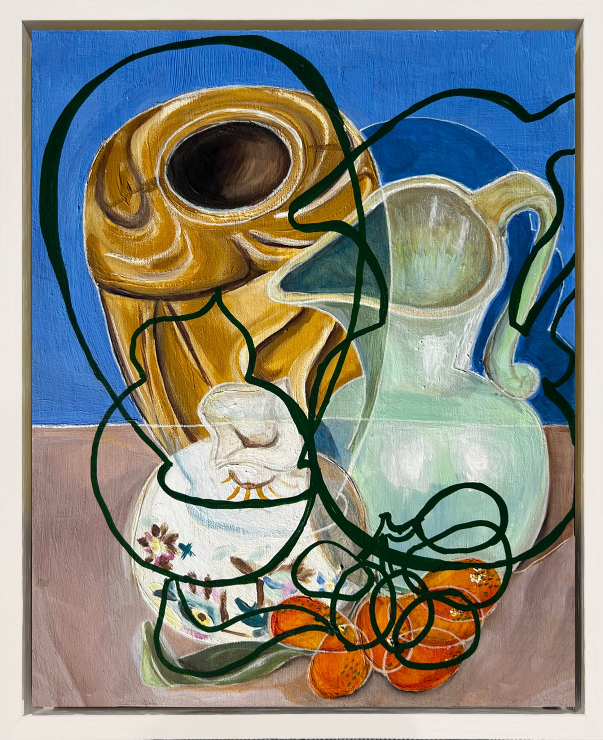 New! Original Contemporary Still Life Painting: Blue with art nouveau vase and kumquats - Rebecca Carr ArtistOriginal artworkRebecca Carr ArtistNew! Original Contemporary Still Life Painting: Blue with art nouveau vase and kumquats