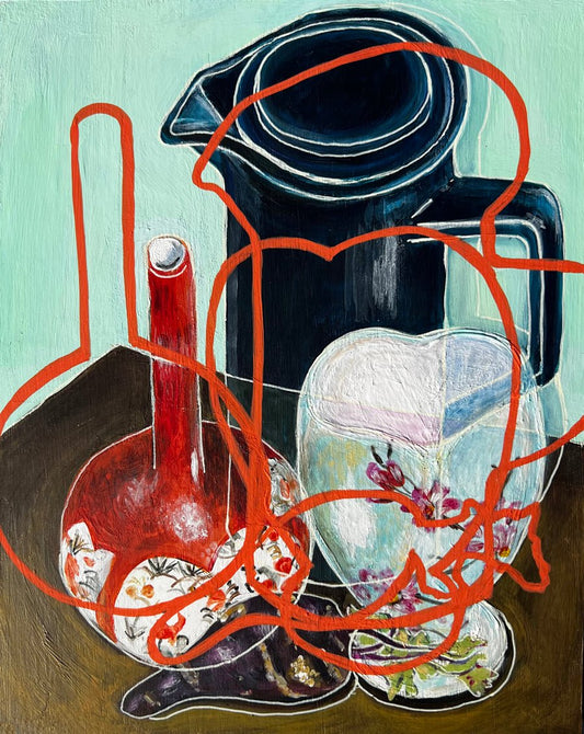 New! Original Contemporary Still Life Painting: Mint with coffee pot and imari vase - Rebecca Carr ArtistOriginal artworkRebecca Carr ArtistNew! Original Contemporary Still Life Painting: Mint with coffee pot and imari vase