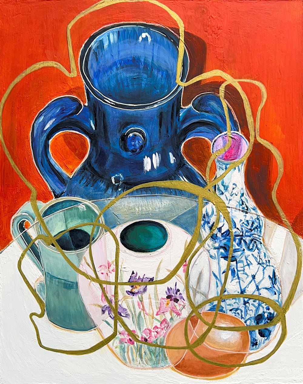 New! Original Contemporary Still Life Painting: Orange with blue jar and egg - Rebecca Carr ArtistOriginal artworkRebecca Carr ArtistNew! Original Contemporary Still Life Painting: Orange with blue jar and egg