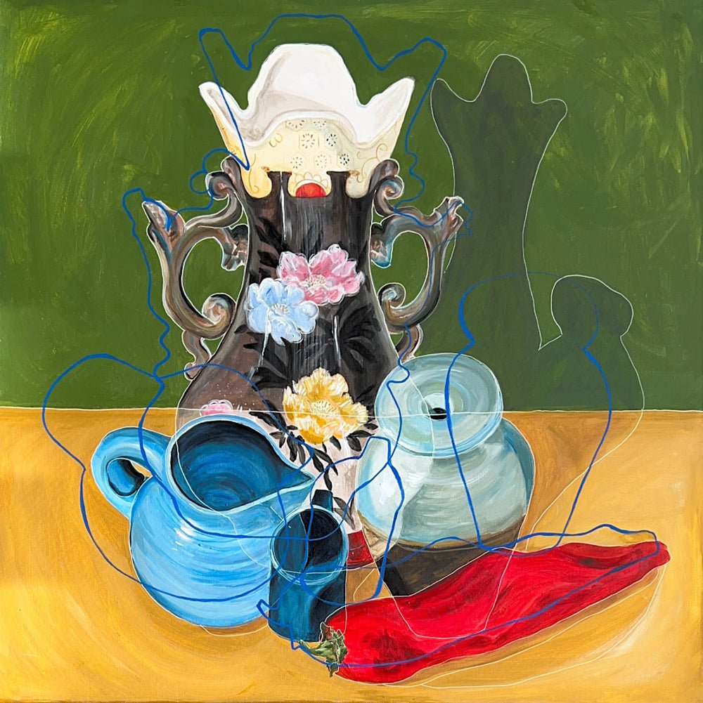 New! Still life painting with pottery and red pepper - Rebecca Carr ArtistOriginal artworkRebecca Carr ArtistNew! Still life painting with pottery and red pepper
