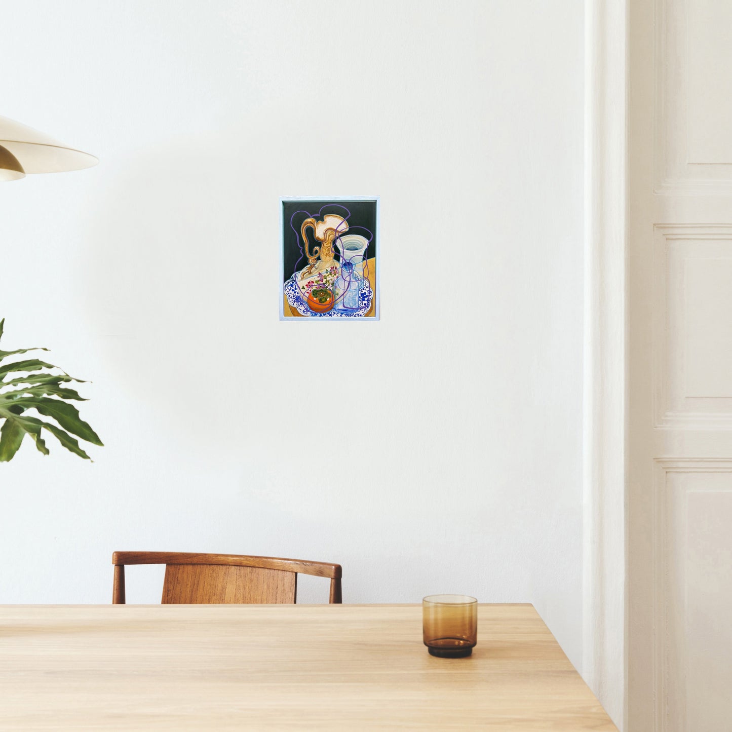 Original Contemporary Still Life Painting: Dark Green Still life with porcelain and persimmon - Rebecca Carr ArtistOriginal artworkRebecca Carr ArtistOriginal Contemporary Still Life Painting: Dark Green Still life with porcelain and persimmon