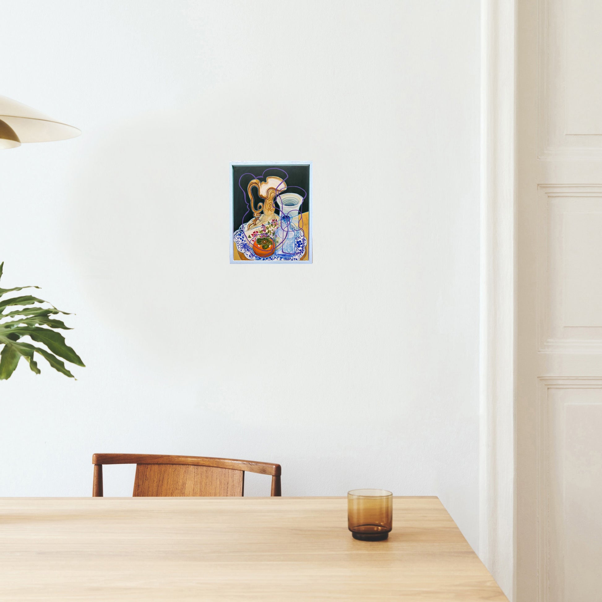 Original Contemporary Still Life Painting: Dark Green Still life with porcelain and persimmon - Rebecca Carr ArtistOriginal artworkRebecca Carr ArtistOriginal Contemporary Still Life Painting: Dark Green Still life with porcelain and persimmon