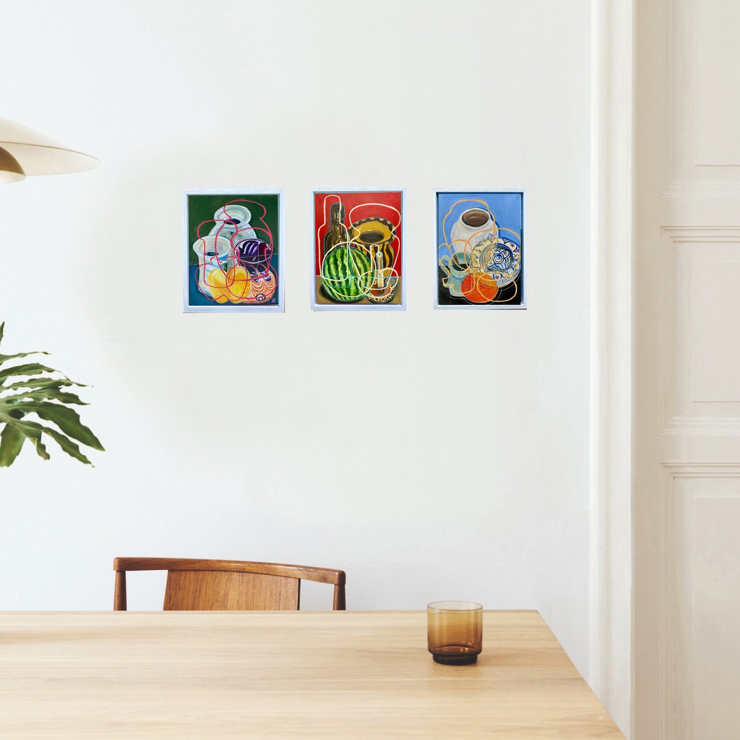 Original Contemporary Still Life Painting: Green with yellow pepper and murano glass - Rebecca Carr ArtistOriginal artworkRebecca Carr ArtistOriginal Contemporary Still Life Painting: Green with yellow pepper and murano glass