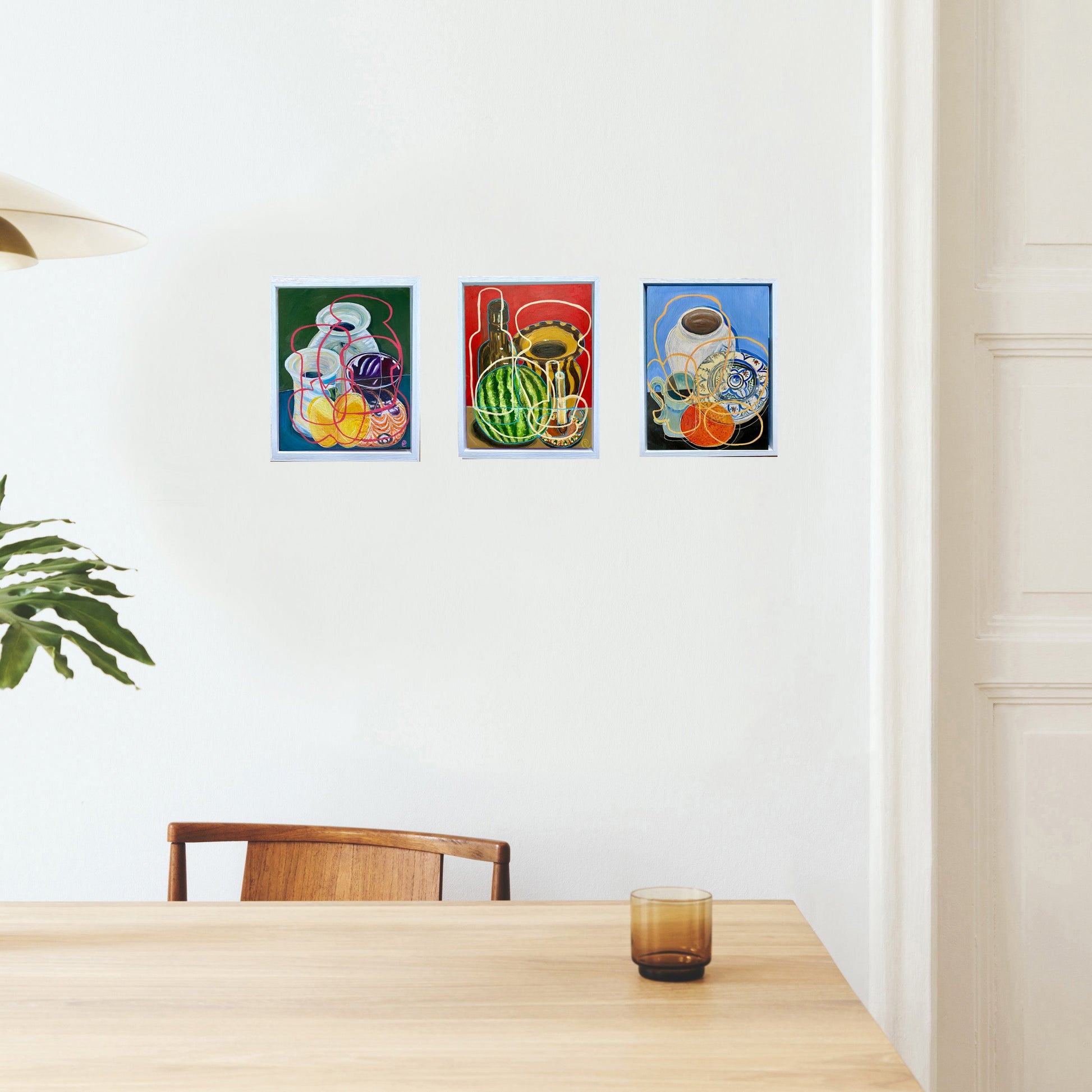 Original Contemporary Still Life Painting: Green with yellow pepper and murano glass - Rebecca Carr ArtistOriginal artworkRebecca Carr ArtistOriginal Contemporary Still Life Painting: Green with yellow pepper and murano glass