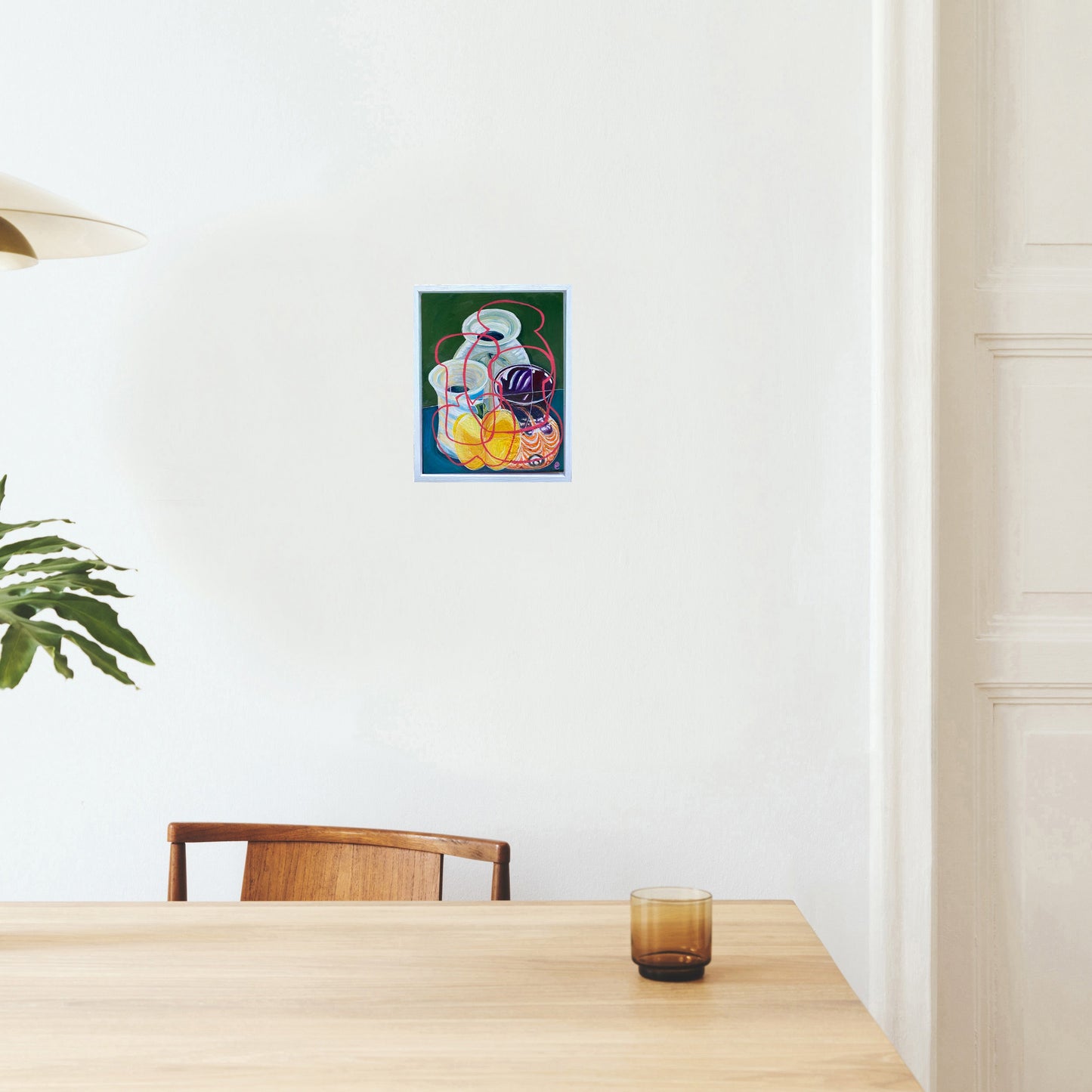 Original Contemporary Still Life Painting: Green with yellow pepper and murano glass - Rebecca Carr ArtistOriginal artworkRebecca Carr ArtistOriginal Contemporary Still Life Painting: Green with yellow pepper and murano glass