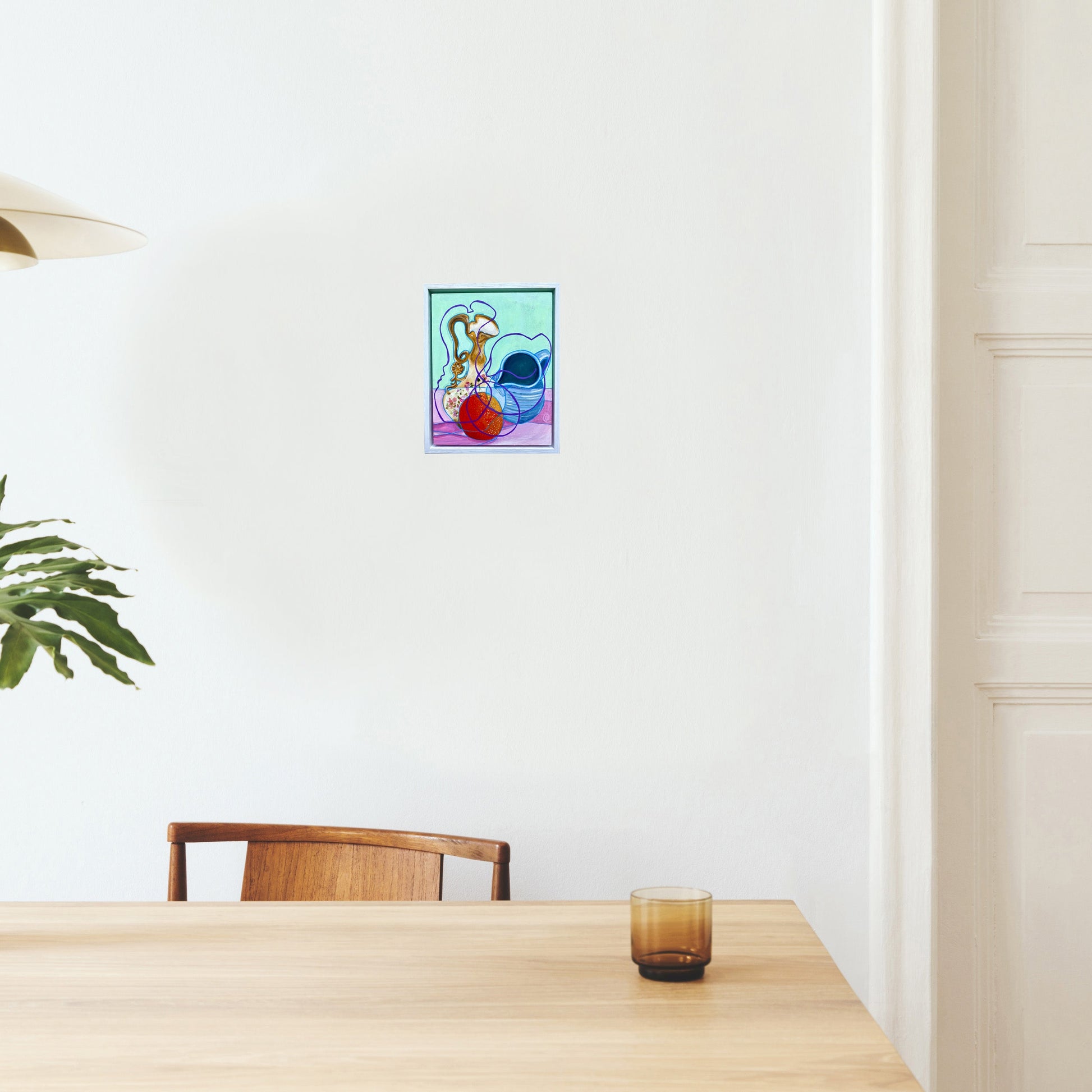 Original Contemporary Still Life Painting: Mint still life with blue jug and orange - Rebecca Carr ArtistOriginal artworkRebecca Carr ArtistOriginal Contemporary Still Life Painting: Mint still life with blue jug and orange