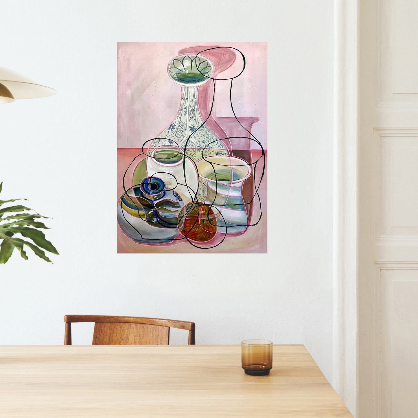 Original Contemporary Still Life Painting: Still life pottery vases and apple - Rebecca Carr ArtistOriginal artworkRebecca Carr ArtistOriginal Contemporary Still Life Painting: Still life pottery vases and apple