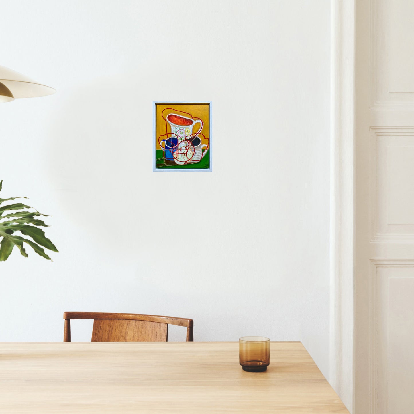 Original Contemporary Still Life Painting: Yellow still life with jugs and apple - Rebecca Carr ArtistOriginal artworkRebecca Carr ArtistOriginal Contemporary Still Life Painting: Yellow still life with jugs and apple