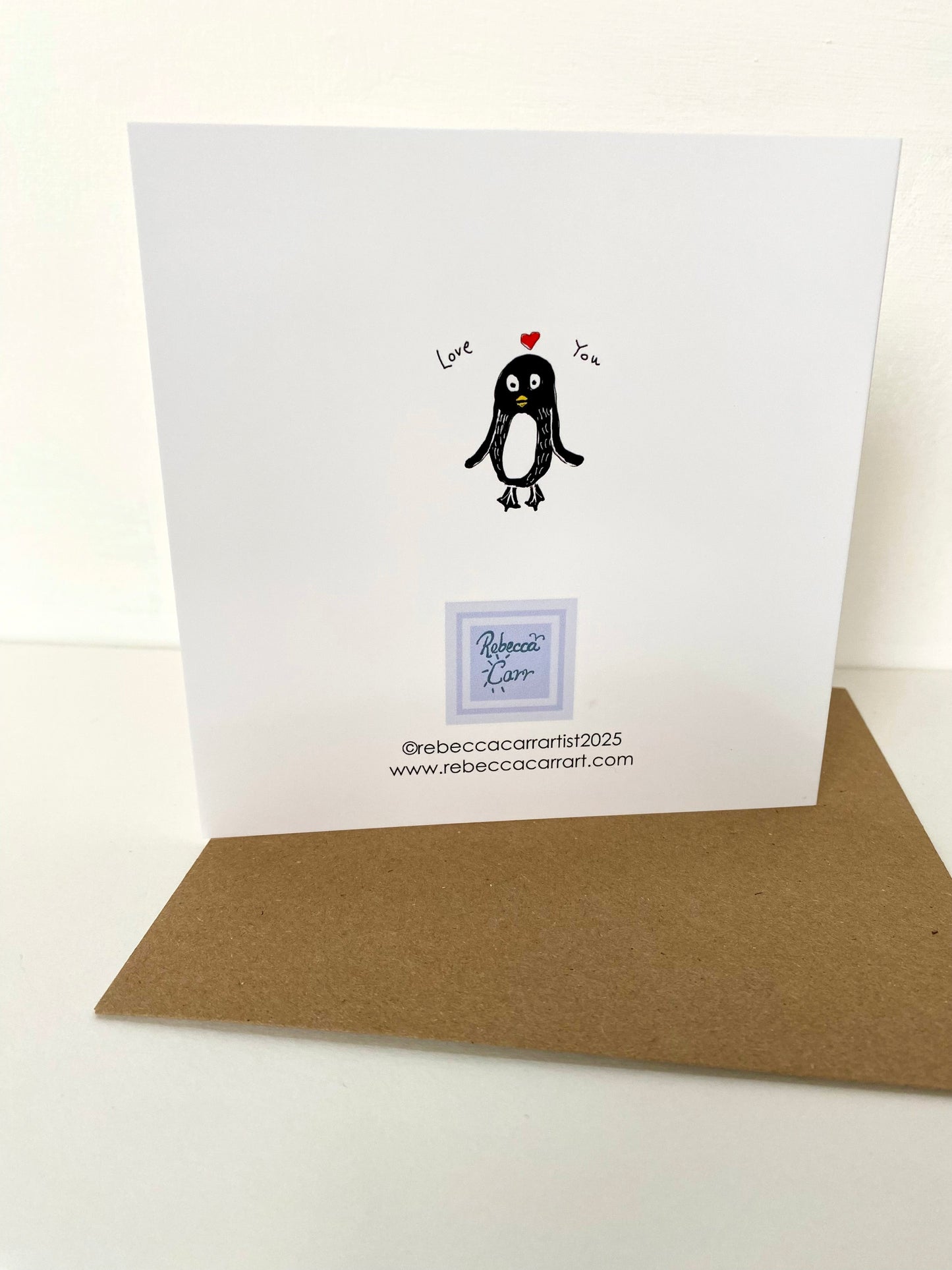 Penguin 'love you' card - Rebecca Carr Artist