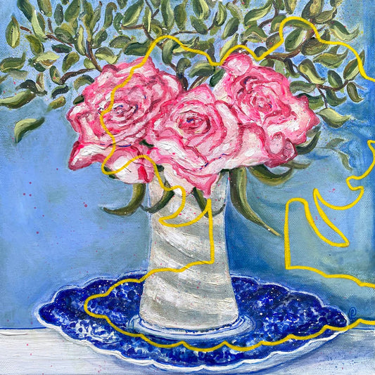 Pink roses poised - Rebecca Carr Artist