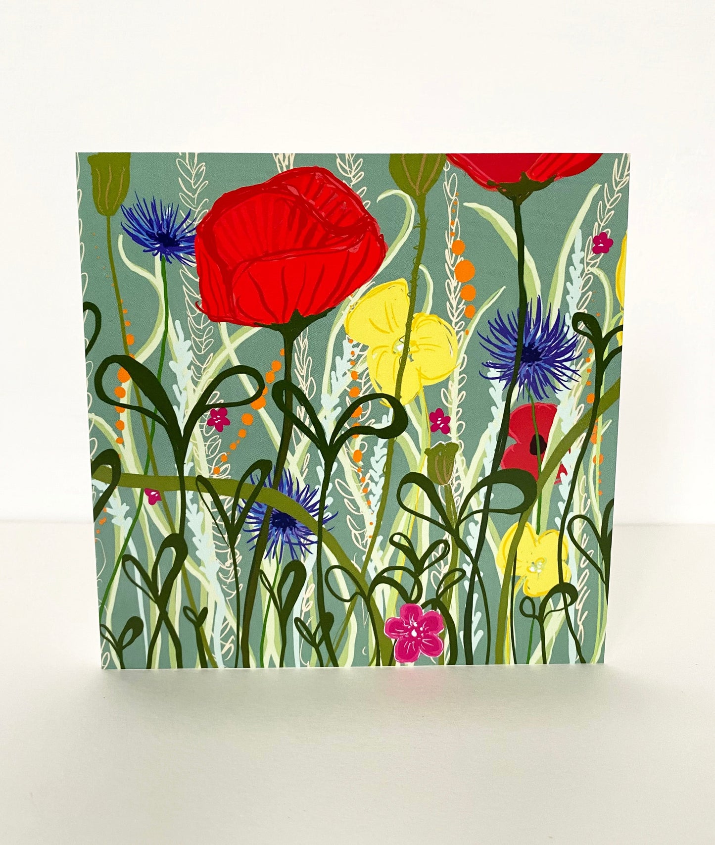 Poppies and wildflower card - Rebecca Carr Artist