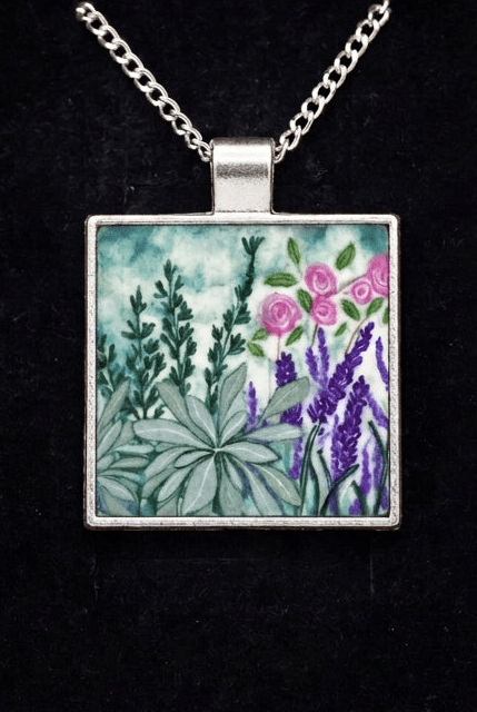 Rosemary, lavender and sage pendant necklace - Rebecca Carr ArtistRebecca Carr ArtistRosemary, lavender and sage pendant necklace