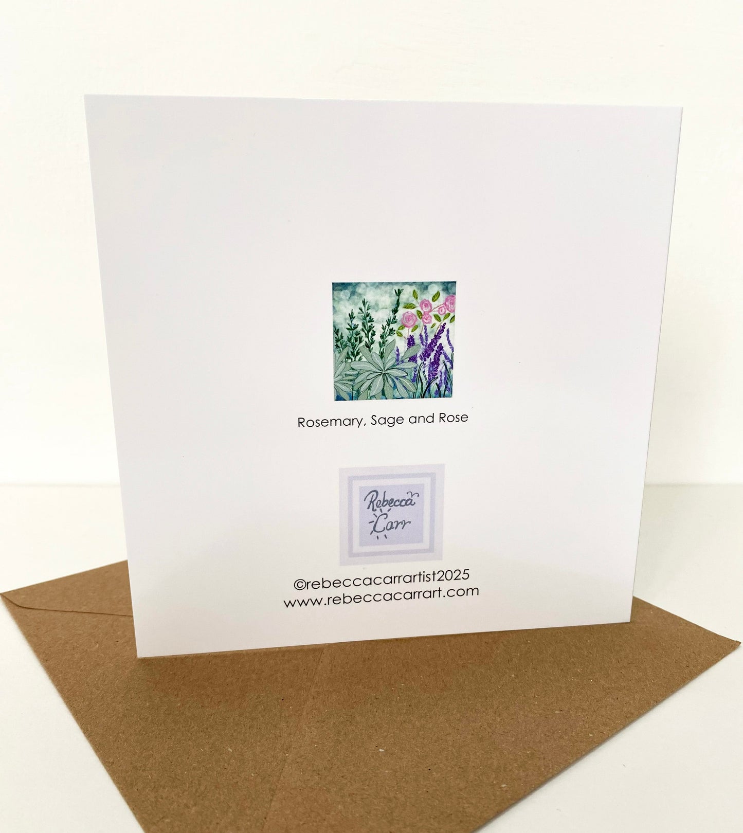 Rosemary, sage and rose greetings card - Rebecca Carr Artist