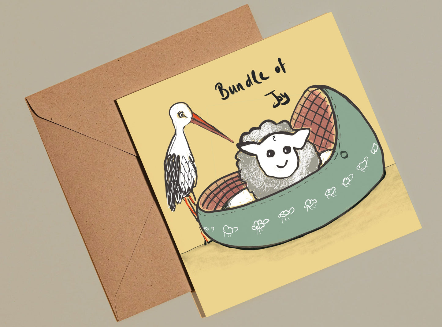 Sheep bundle of joy card - Rebecca Carr Artist justacard yorkshire artist greetings cards