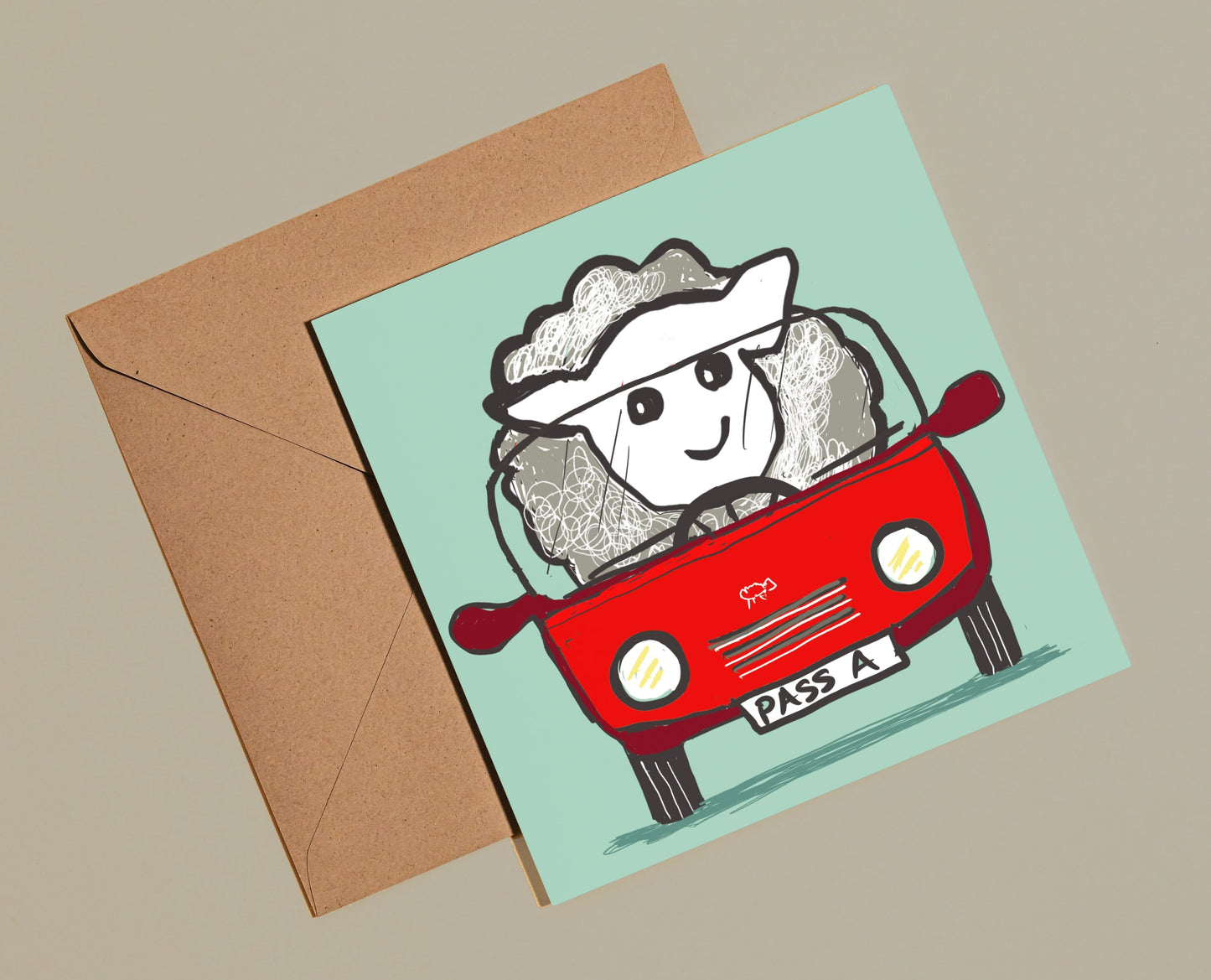 Sheep driving card - Rebecca Carr Artist justacard yorkshire artist greetings cards