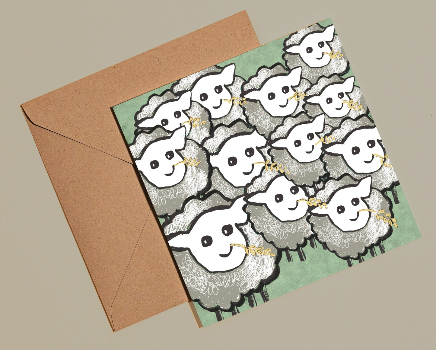 Sheep gathering card - Rebecca Carr Artist justacard yorkshire artist greetings cards