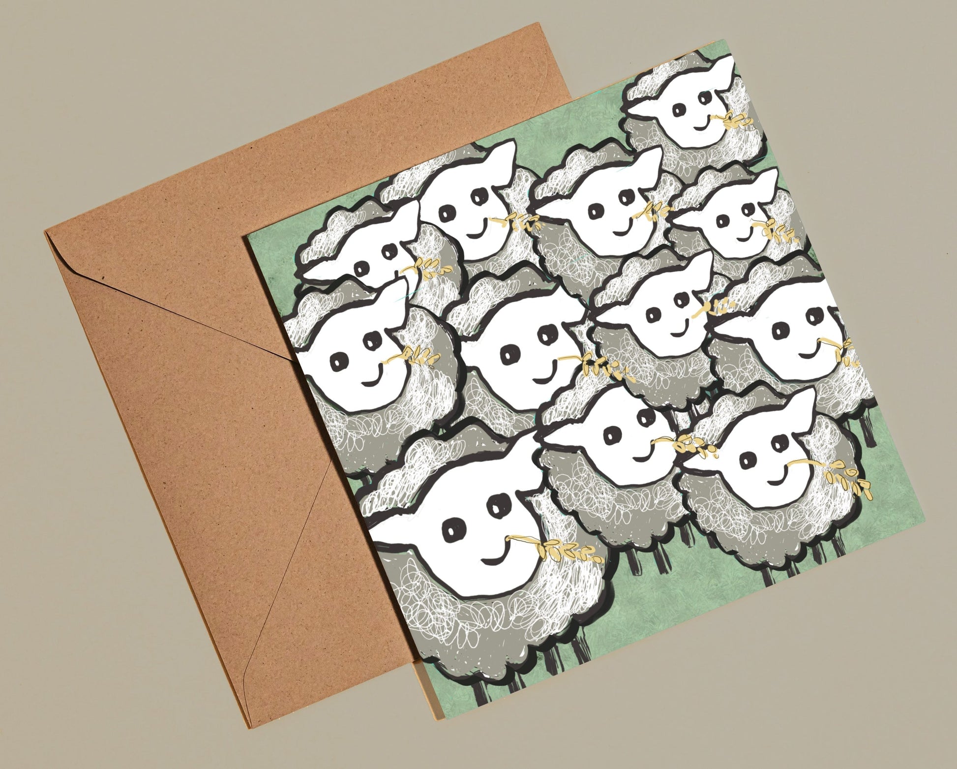 Sheep gathering card - Rebecca Carr Artist justacard yorkshire artist greetings cards