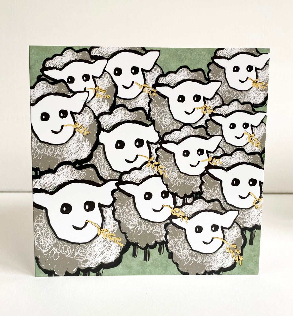 Sheep gathering card - Rebecca Carr Artist