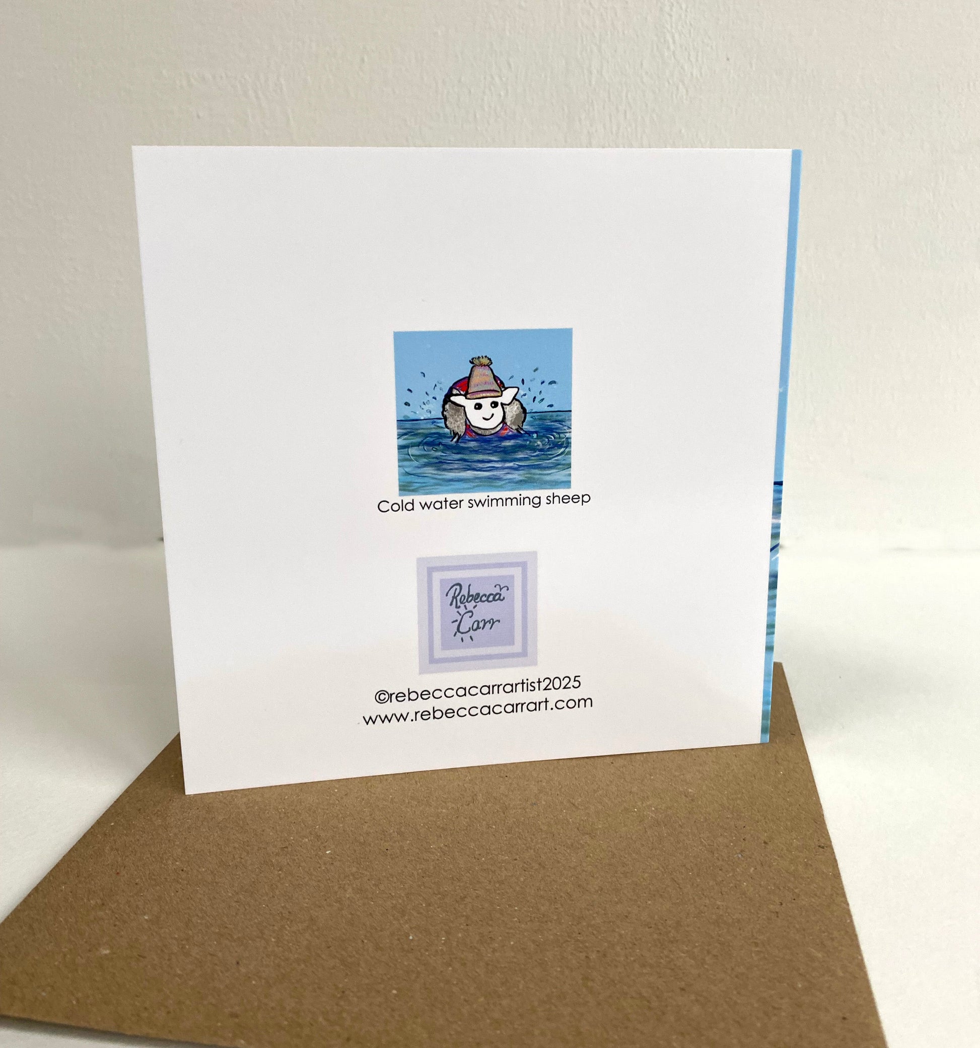 Sheep swimming card - Rebecca Carr Artist