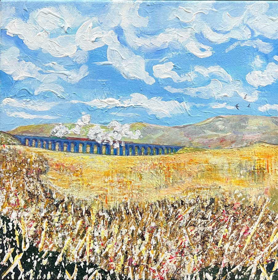 Steam Train Across the Viaduct - Rebecca Carr ArtistOriginal artworkRebecca Carr ArtistSteam Train Across the Viaduct