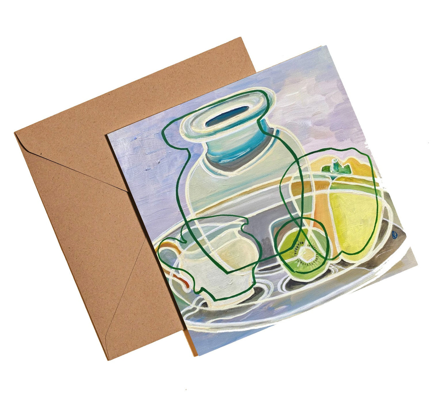 Still life with kiwi card - Rebecca Carr Artist