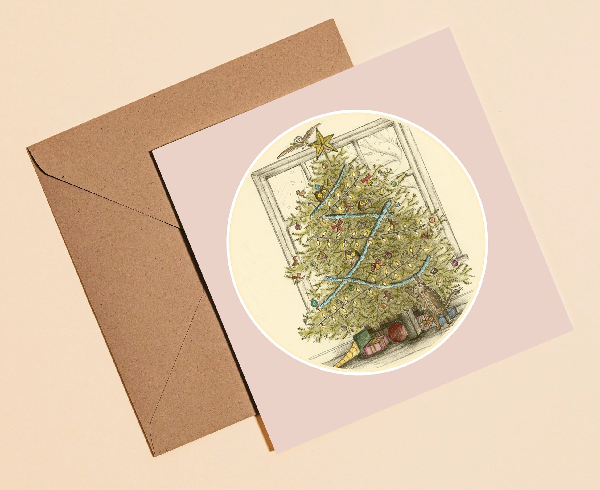 The tree lit up the room Christmas card - Rebecca Carr Artist greetings card just a card yorkshire artist