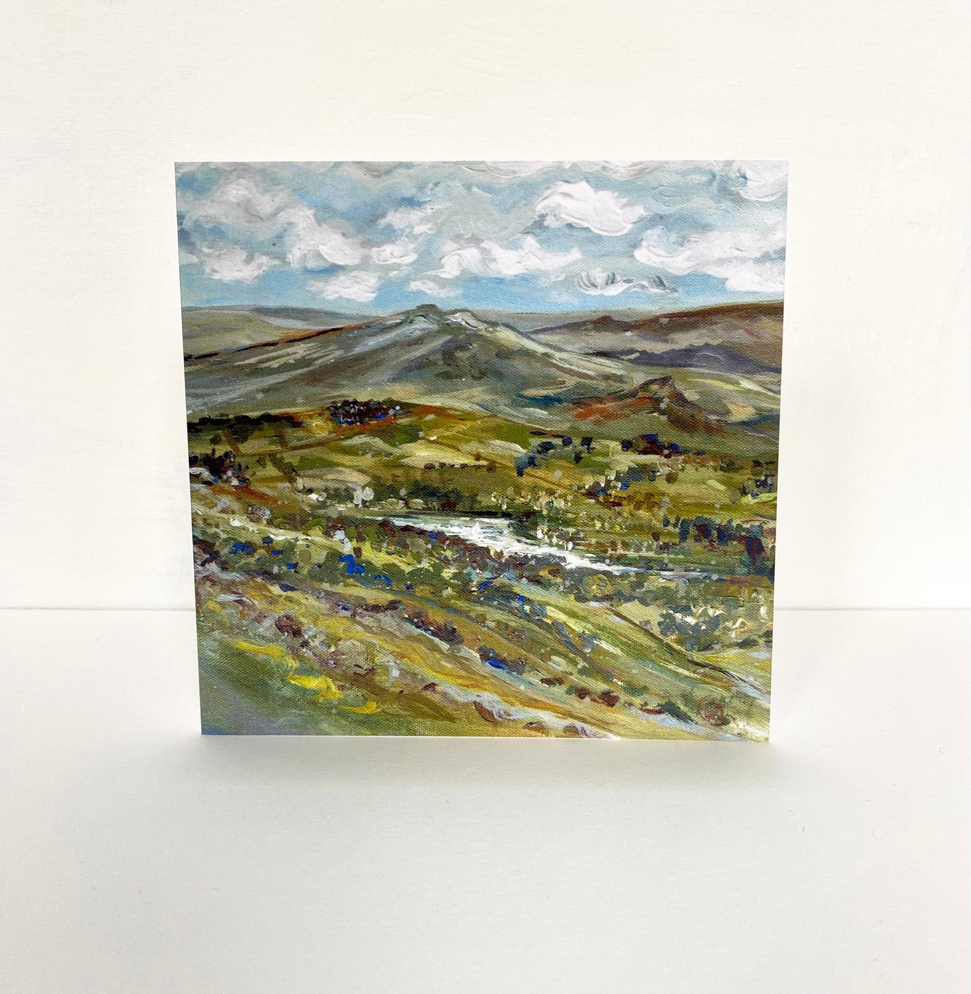 View over Combs, Derbyshire Peak District Landscape Card - Rebecca Carr Artist
