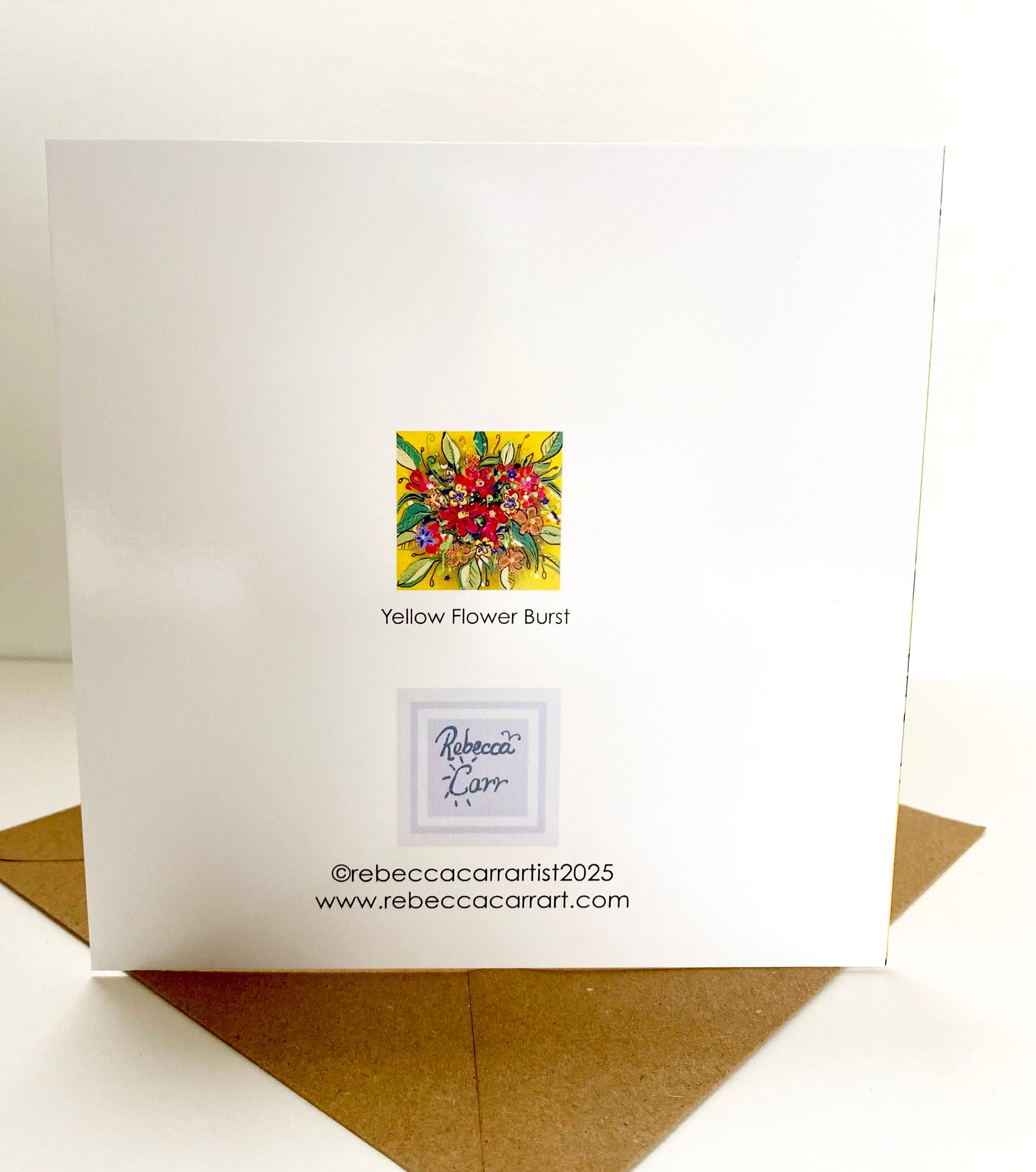 Yellow flower burst greetings card - Rebecca Carr Artist